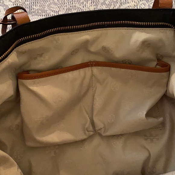 Tory Burch Black Nylon Tote/Camel Accents - Picture 10 of 16
